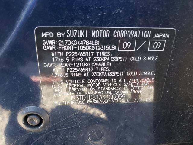 2010 SUZUKI GRAND VITA JS3TD1D81A4100059