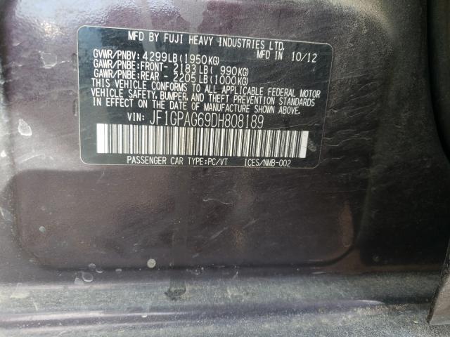 2013 SUBARU IMPREZA LI JF1GPAG69DH808189