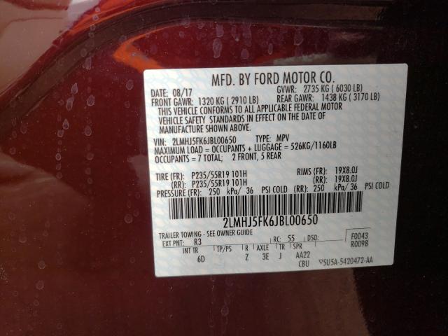 2018 LINCOLN MKT 2LMHJ5FK6JBL00650
