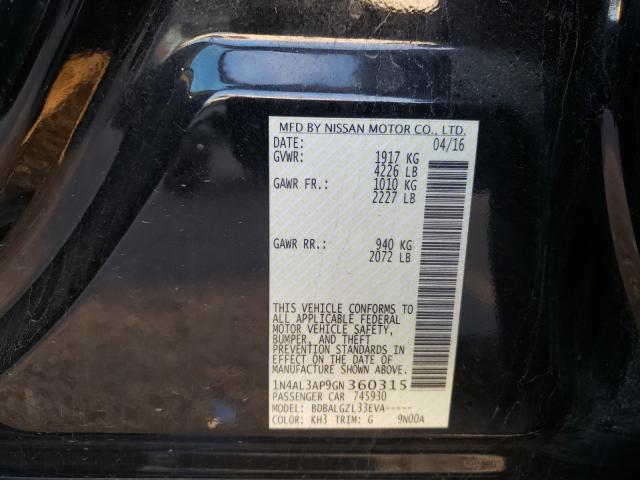 2016 NISSAN ALTIMA 2.5 - 1N4AL3AP9GN360315