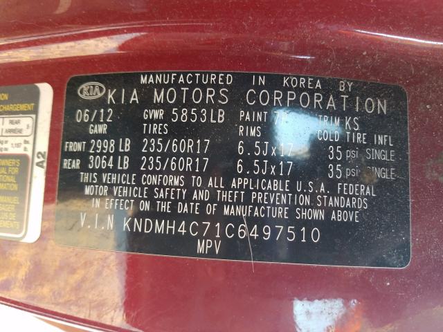 2012 KIA SEDONA EX KNDMH4C71C6497510