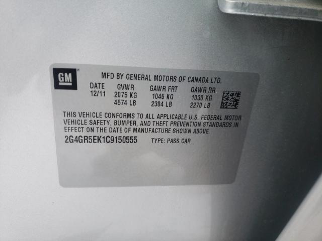 2012 BUICK REGAL 2G4GR5EK1C9150555