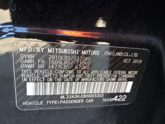 2019 MITSUBISHI MIRAGE ES ML32A3HJ0KH003203