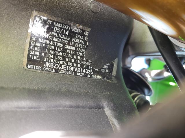 2015 KAWASAKI ZX636 E JKBZXJE19FA014336