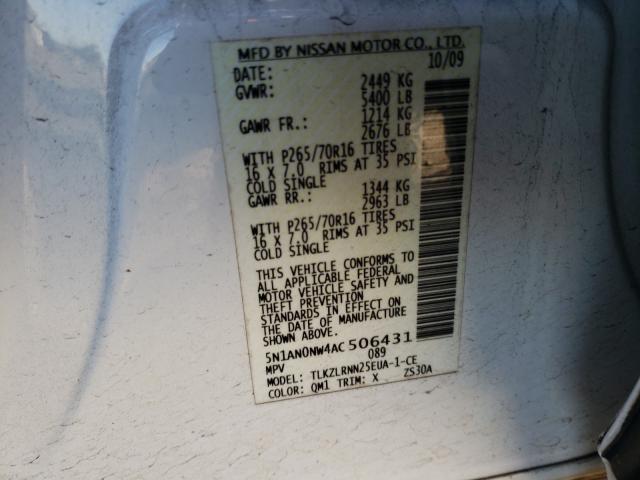 2010 NISSAN XTERRA OFF 5N1AN0NW4AC506431