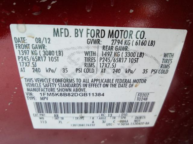 2013 FORD EXPLORER 1FM5K8B82DGB11384
