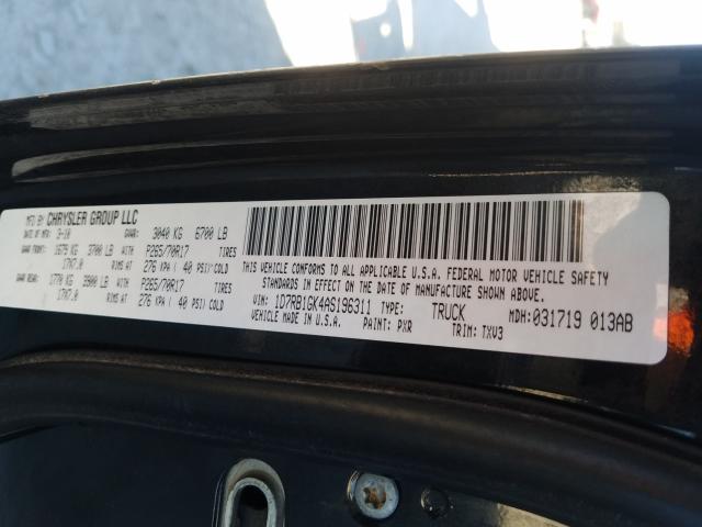 2010 DODGE RAM 1500 1D7RB1GK4AS196311