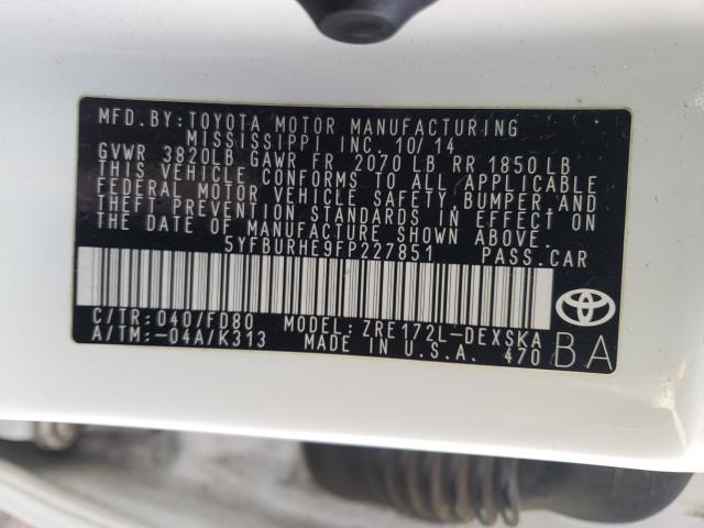 2015 TOYOTA COROLLA L - 5YFBURHE9FP227851