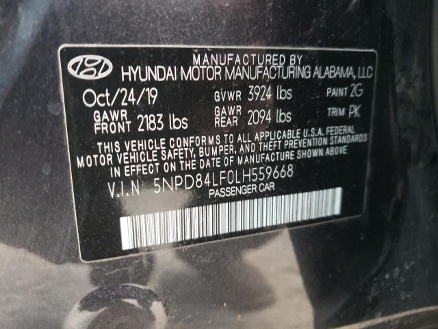 2020 HYUNDAI ELANTRA SE 5NPD84LF0LH559668