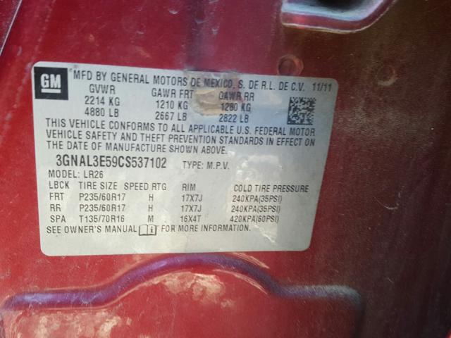 2012 CHEVROLET CAPTIVA SP 3GNAL3E59CS537102
