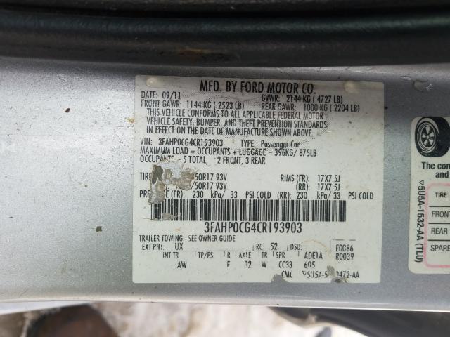 2012 FORD FUSION SEL 3FAHP0CG4CR193903