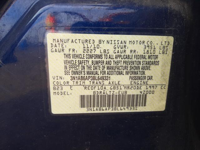 2011 NISSAN SENTRA 2.0 3N1AB6AP3BL649331