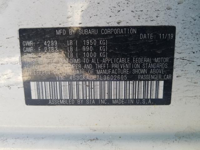 2020 SUBARU IMPREZA PR 4S3GKAD67L3602605