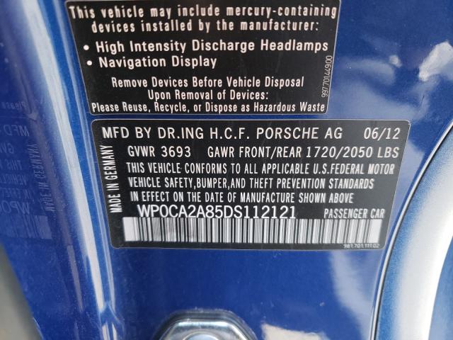 2013 PORSCHE BOXSTER WP0CA2A85DS112121
