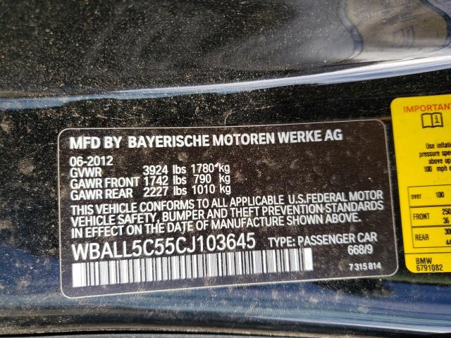 2012 BMW Z4 SDRIVE2 WBALL5C55CJ103645