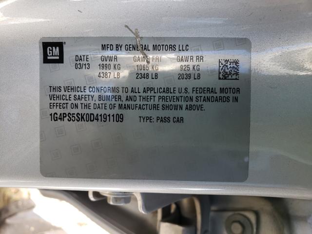 2013 BUICK VERANO 1G4PS5SK0D4191109