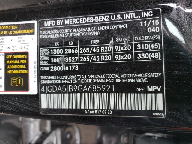 2016 MERCEDES-BENZ GLE 350 4JGDA5JB9GA685921