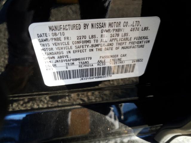 2011 INFINITI G25 BASE JN1DV6AP8BM600779