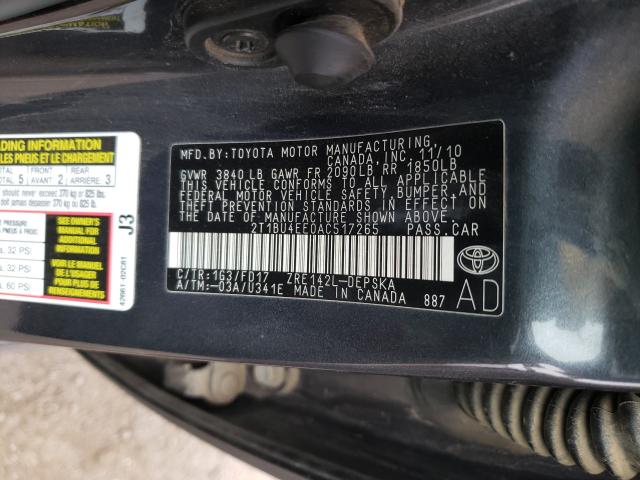 2010 TOYOTA COROLLA BA - 2T1BU4EE0AC517265