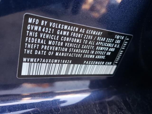 2016 VOLKSWAGEN E-GOLF SE - WVWKP7AUXGW916626
