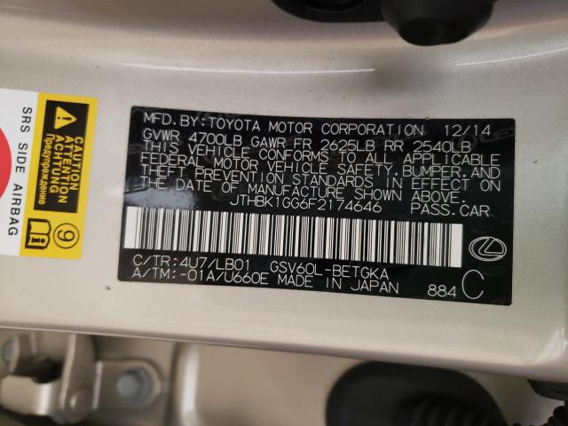 2015 LEXUS ES 350 JTHBK1GG6F2174646