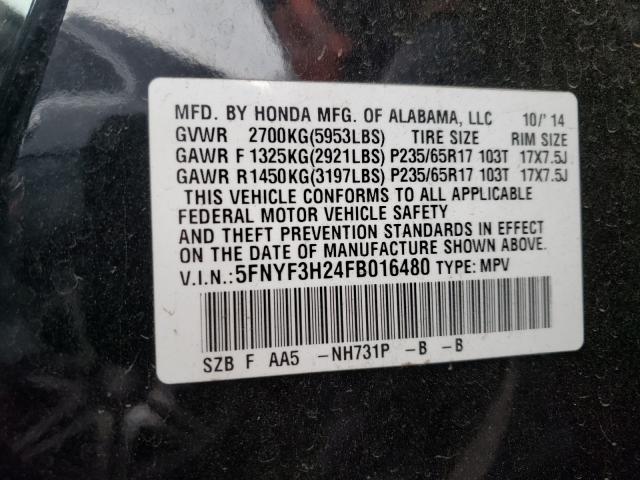 2015 HONDA PILOT LX 5FNYF3H24FB016480