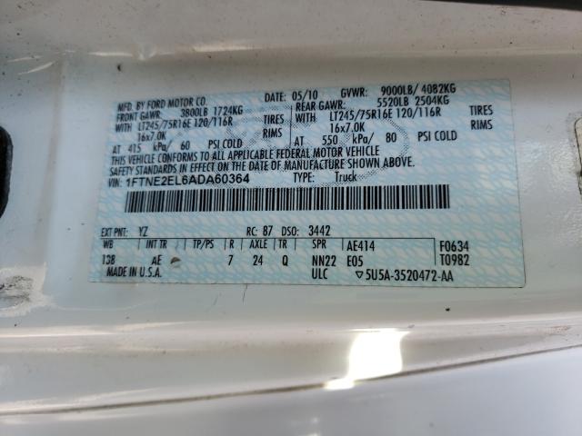 2010 FORD ECONOLINE 1FTNE2EL6ADA60364