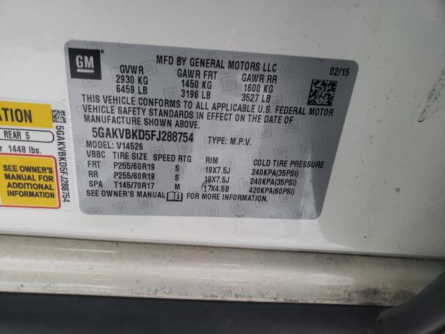 2015 BUICK ENCLAVE 5GAKVBKD5FJ288754