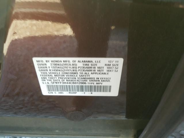 2012 HONDA PILOT EX 5FNYF3H44CB012006
