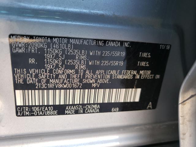 2019 TOYOTA RAV4 XLE P 2T3C1RFV8KW001672