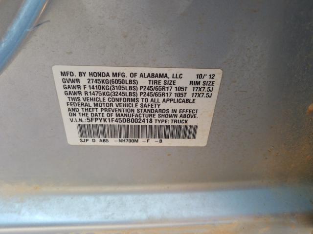 2013 HONDA RIDGELINE 5FPYK1F45DB002418