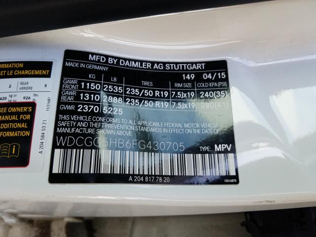 2015 MERCEDES-BENZ GLK 350 WDCGG5HB6FG430705