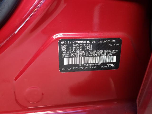 2019 MITSUBISHI MIRAGE ES ML32A3HJ6KH016070