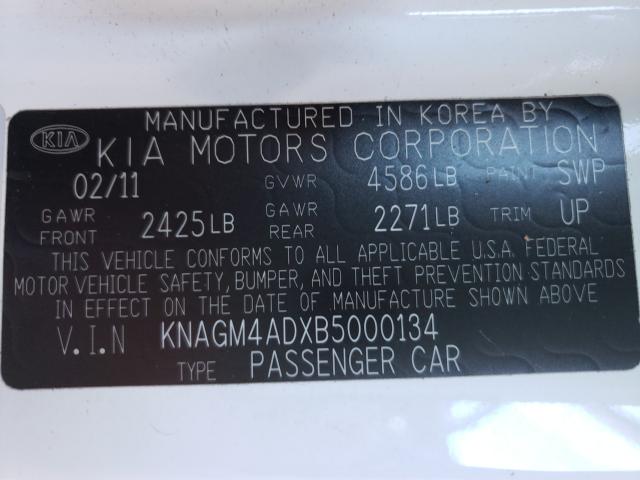 2011 KIA OPTIMA HYB KNAGM4ADXB5000134