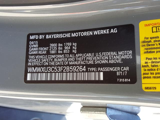 2015 MINI COOPER S WMWXU3C53F2B59264