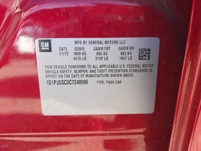 2012 CHEVROLET CRUZE ECO 1G1PJ5SC2C7248996