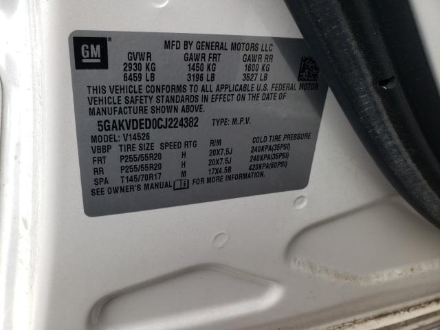 2012 BUICK ENCLAVE 5GAKVDED0CJ224382