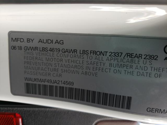 2018 AUDI A4 PREMIUM WAUKMAF49JA214569