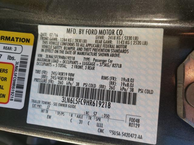 2017 LINCOLN MKZ RESERV 3LN6L5FC9HR619218