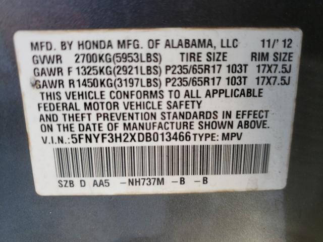 2013 HONDA PILOT LX 5FNYF3H2XDB013466