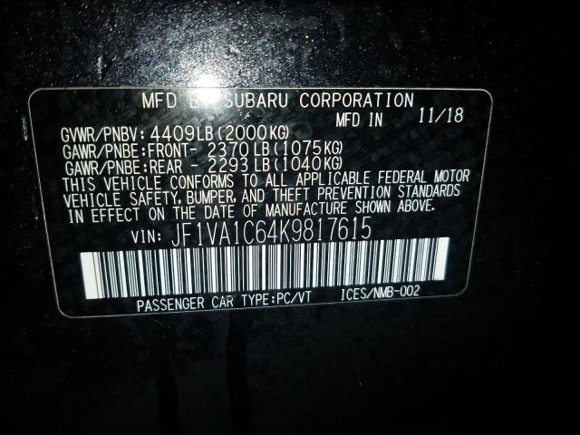 2019 SUBARU WRX PREMIU JF1VA1C64K9817615