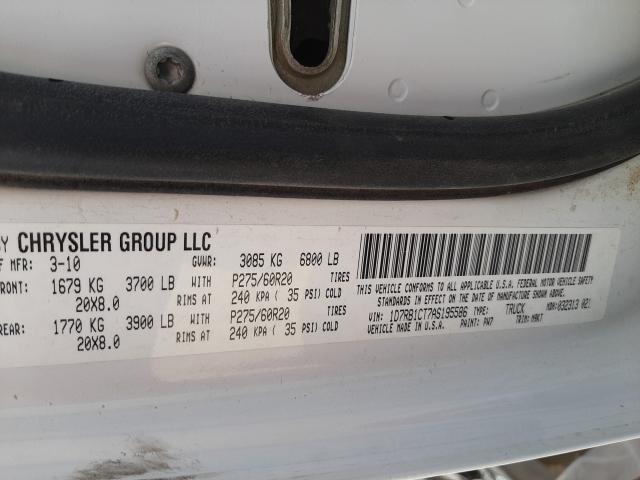 2010 DODGE RAM 1500 1D7RB1CT7AS195586