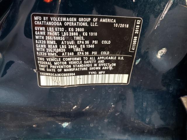 2019 VOLKSWAGEN ATLAS SE 1V2WR2CA2KC503304