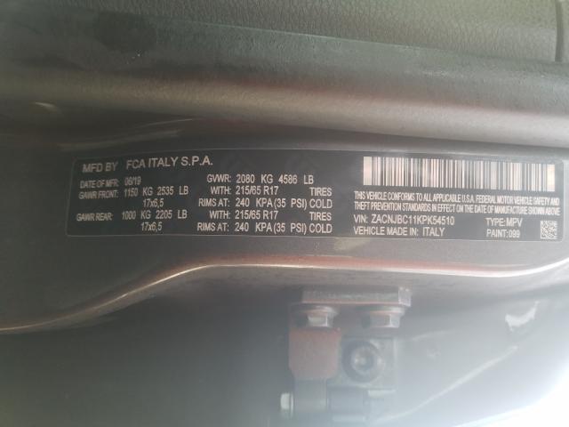 2019 JEEP RENEGADE T ZACNJBC11KPK54510