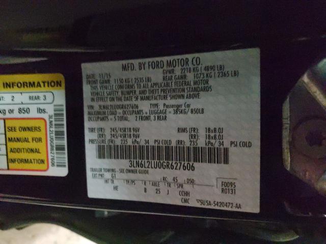 2016 LINCOLN MKZ HYBRID 3LN6L2LU0GR627606
