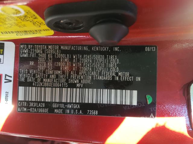 2014 TOYOTA VENZA LE 4T3ZK3BBXEU064115