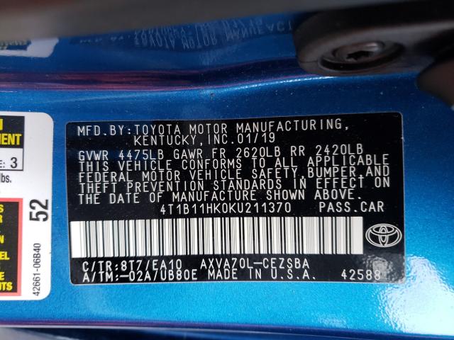 2019 TOYOTA CAMRY L - 4T1B11HK0KU211370