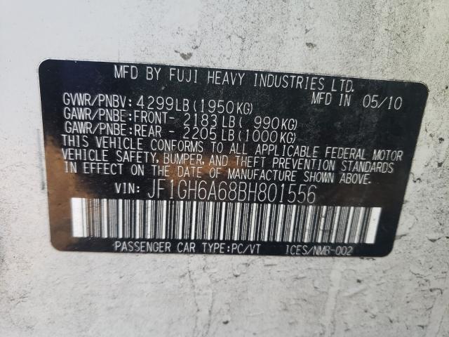 2011 SUBARU IMPREZA 2. JF1GH6A68BH801556