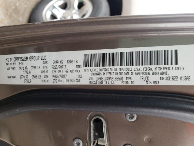 2010 DODGE RAM 1500 1D7RB1GK9AS196501