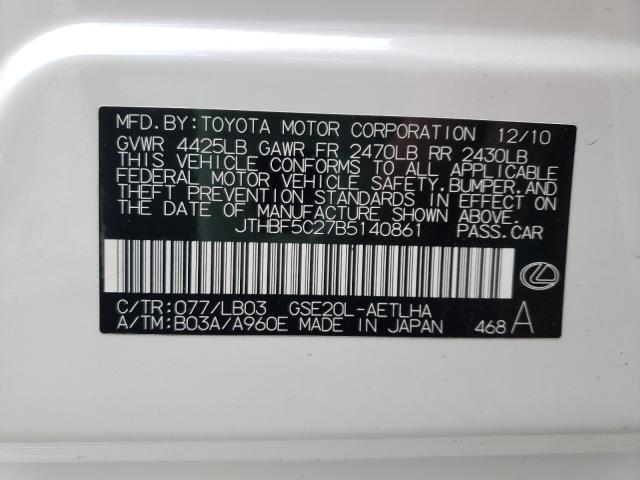2011 LEXUS IS 250 JTHBF5C27B5140861
